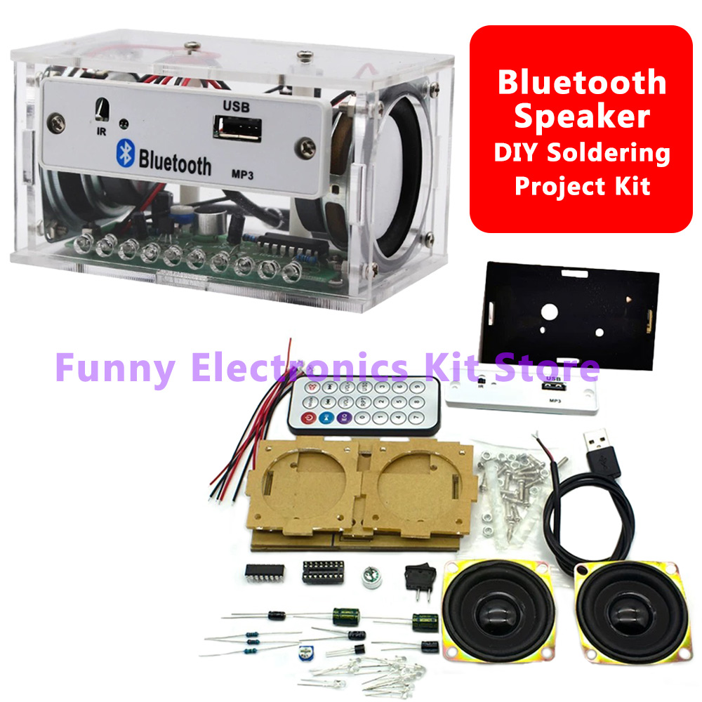 Diy Electronics Learning Kit - ชุดลำโพงบลูทูธ DIY สีขาว ชุดอุปกรณ์อิเล็กทรอนิกส์สเตอริโอสำหรับการบัดกรี ฝึกหัดการเรียนรู้และปฏิบัติ