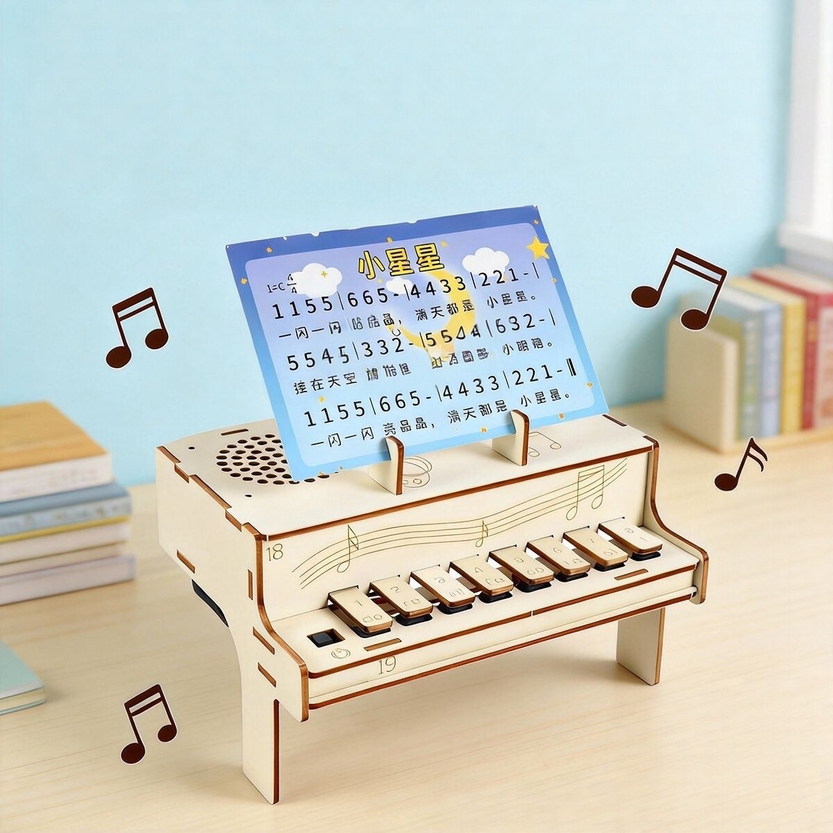 Diy Electronics Learning Kit - ชุดประกอบเปียโนอิเล็กทรอนิกส์ไม้ DIY แบบ STEM ชุดทดลองเสียงทางฟิสิกส์ อุปกรณ์ช่วยสอนเพื่อการศึกษาสำหรับผู้ใหญ่